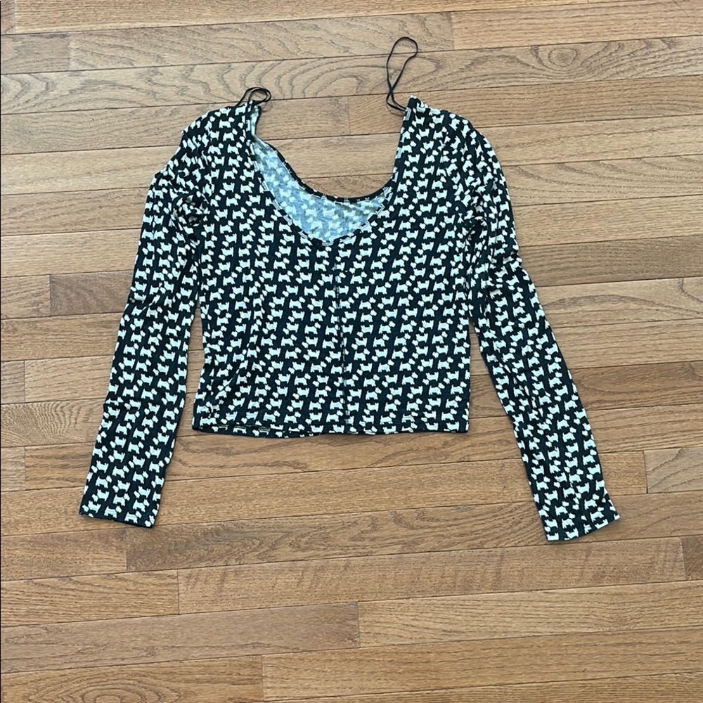 Black and White Scotty Dog Patterned Women's Crop Top